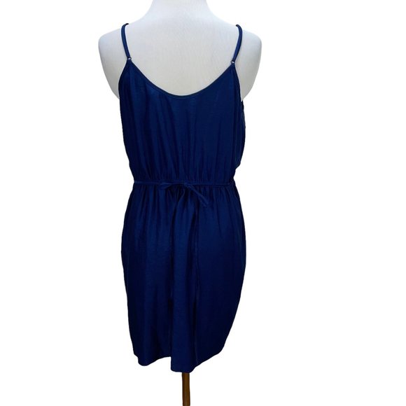 Rebecca Taylor Blue Sleeveless Tie Waist Short Slip Dress Size S Sheath - Picture 7 of 8
